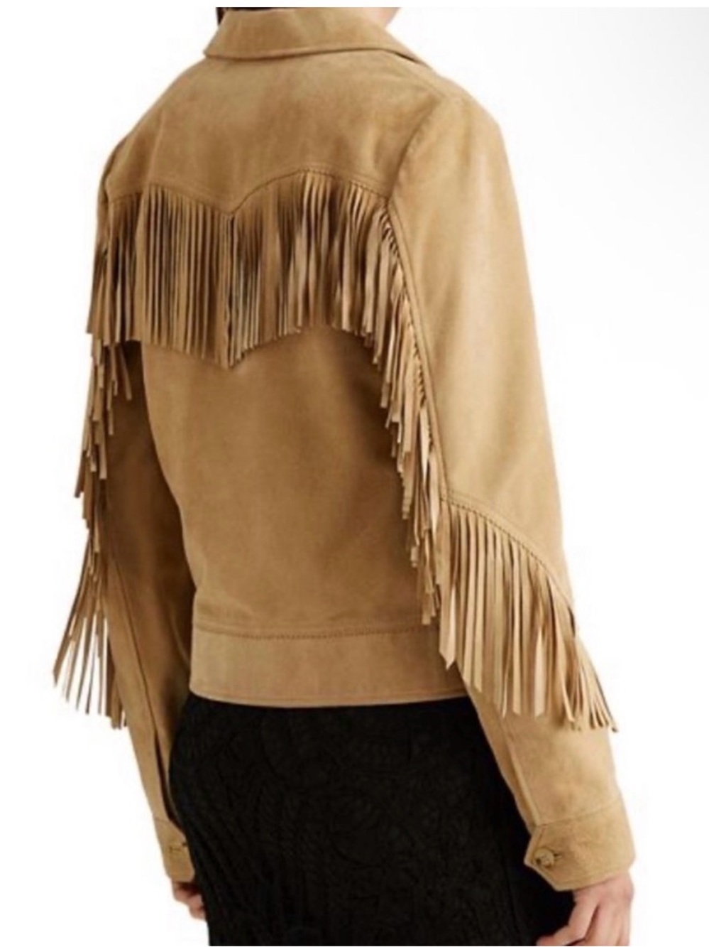 Lauren by Ralph Lauren 100% Genuine Suede Western Fringe Jacket - Picture 2 of 7